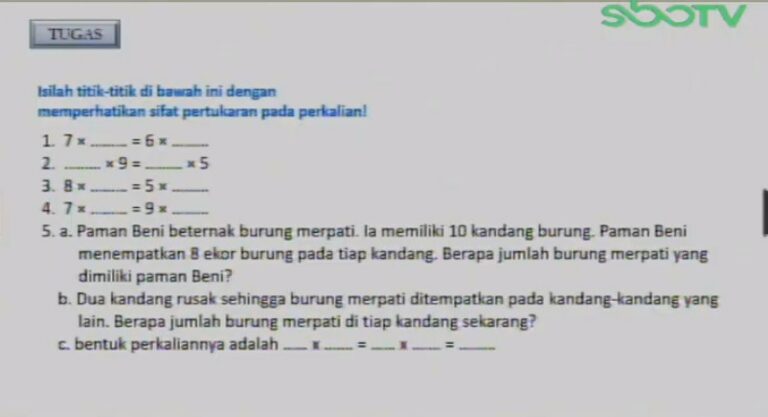 Paman Beni beternak burung merpati. Ia memiliki 10 kandang burung. Paman Beni menempatkan 8 ekor burung pada tiap kandang. Berapa jumlah burung merpati yang dimiliki paman Beni?